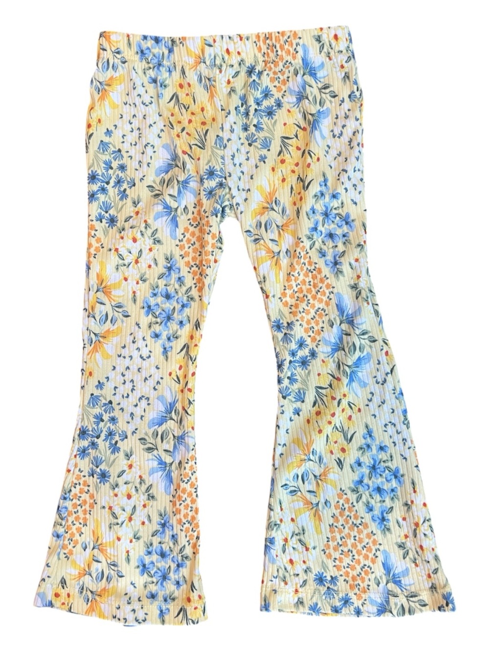 Yellow Floral Flared Leggings Size 4